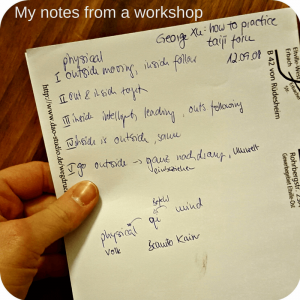 How to do Tai Chi at home - example for my workshop notes (Tai Chi workshop in 2008!)