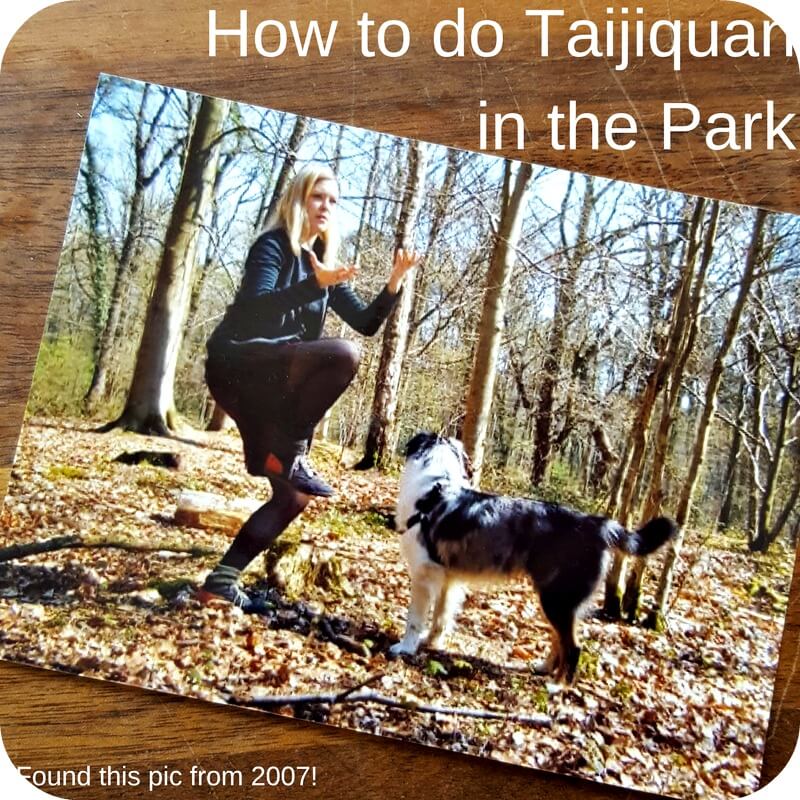 How to do Tai Chi in the park with a picture of me from 2008 with my sister's late dog